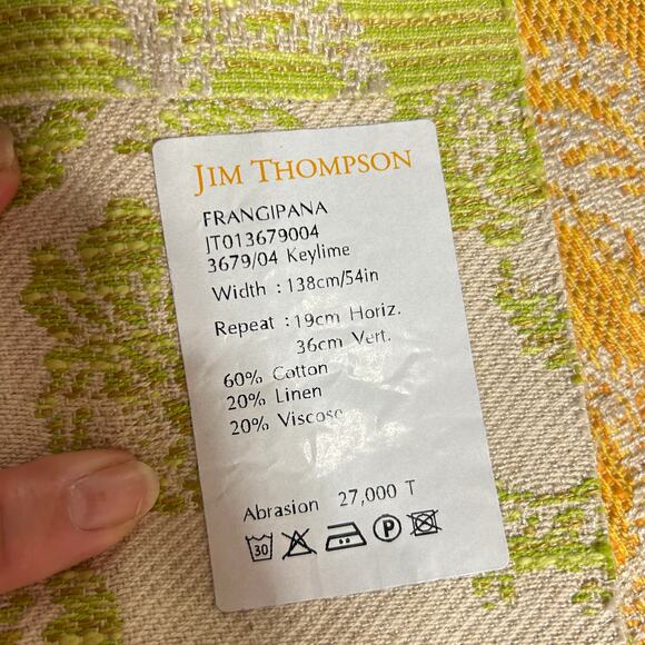 Jim Thompson FRANGIPANA Upholstery Fabric Sample Cotton Linen Viscose 36x26 in - Picture 7 of 16